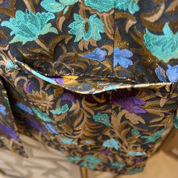 VTG Vintage Tapestry Foil HOLIDAY Button Long Sleeve Jacket Blazer Versace Vibe - Picture 9 of 12